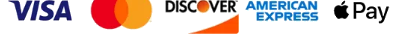 Visa, Mastercard, Discover, American Express and Apple Pay
